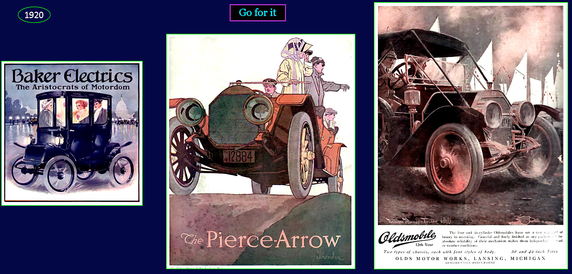 Fancier car ads, 1920